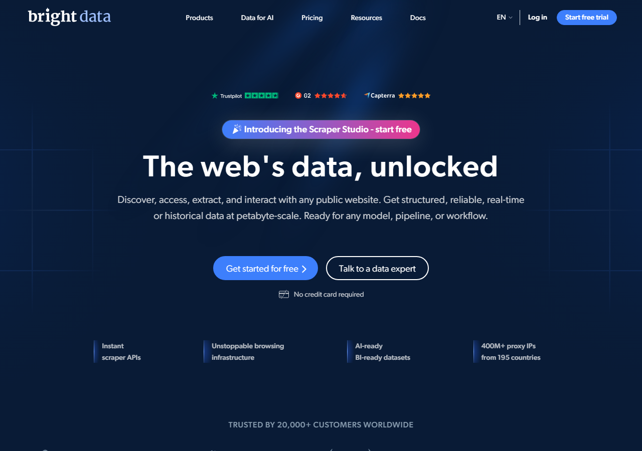 Bright Data homepage - Android app data collection