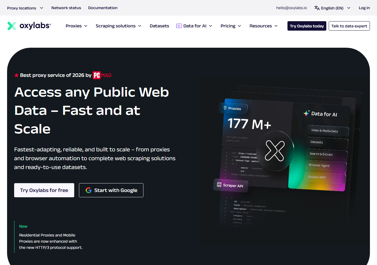 Oxylabs homepage - Google Play scraper API